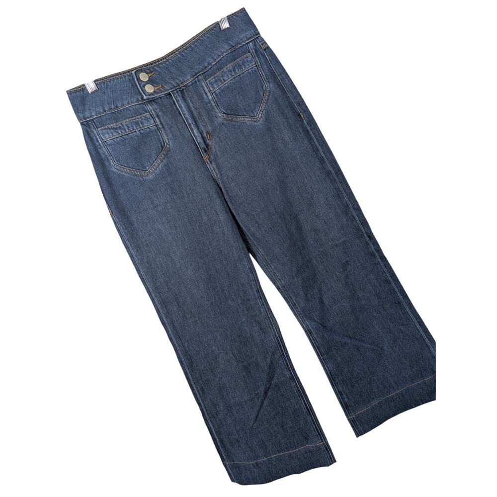 LOFT! SUPER CUTE WIDE LEG, HIGH WAIST SKY BLUE DENIM WIDE WAISTBAND JEANS! SZ 2 - Picture 11 of 12